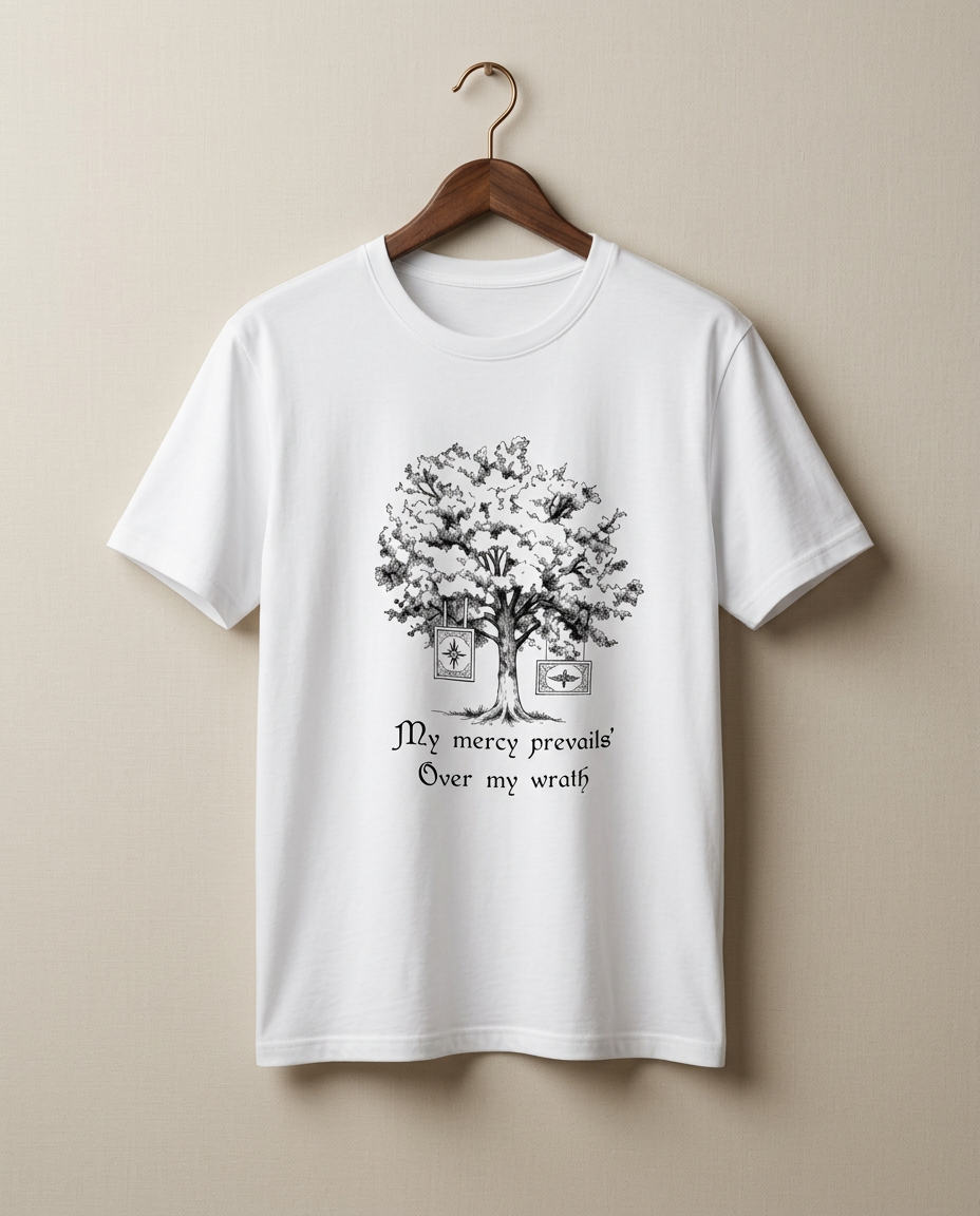 My Mercy Prevails Over My Wrath T-Shirt | Minimalist Tree Graphic